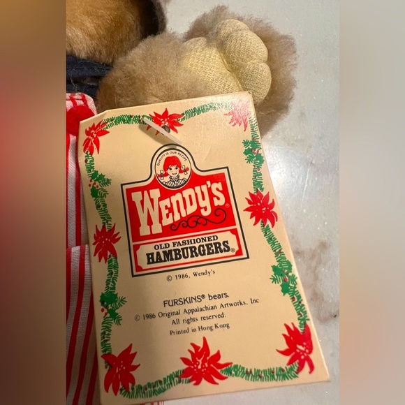 Vintage 1986 WENDY'S Furskins 8" Bears Farrell Dudley Boone Hattie With Tags - Picture 8 of 9